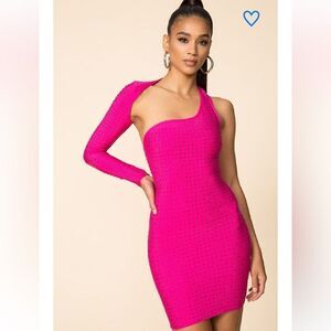 Superdown Adley mini dress fuschia hot pink crystal embellished party Revolve